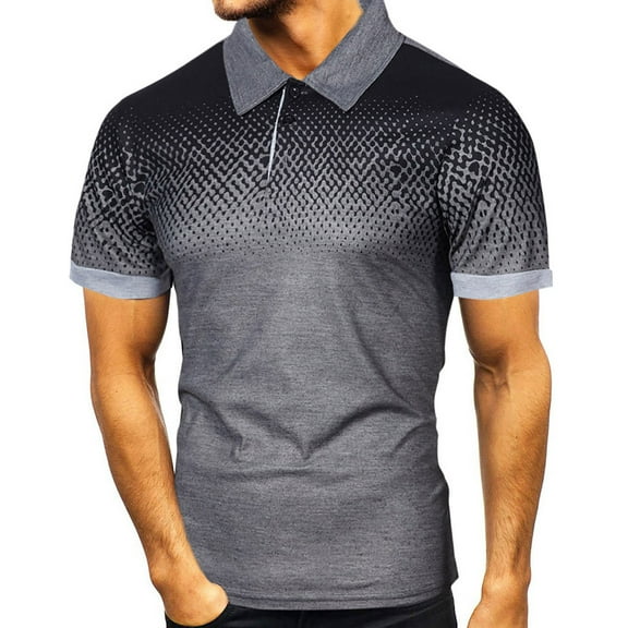 Men's Shirts Short Sleeve Casual Fashion Tee Shirts Gradient Slim Fit Golf Shirt with Pocket
