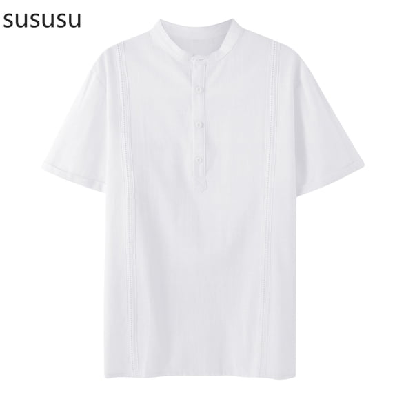 Men's Shirts Short Sleeve Casual Summer Lapel Button Down Solid Color Short Sleeve Blouse Plus Size Stretch Shirts Retro Button Down Shirts
