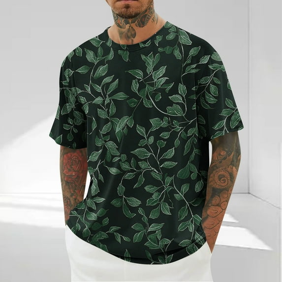 Men's Shirts Short Sleeve Under $10 Print Print Round Neck Casual Fashion Short Sleeve Round-Neck Blouses Shirts
