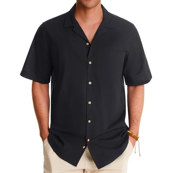 Men's  Shirts Short Sleeve Hawaiian Button down Shirt with Pocket