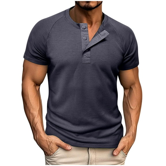 Men's Shirts Short Sleeve Polo Shirts With Pocket Under $10 Solid Color Fashion Casual Ventilate Button Round Neck Short Sleeve