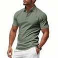 thumbnail image 1 of Men's Shirts Short Sleeve Polo Shirts Wrinkle Free Fashion Casual Solid Color Button Down Loose Collar Polo Tops, 1 of 9