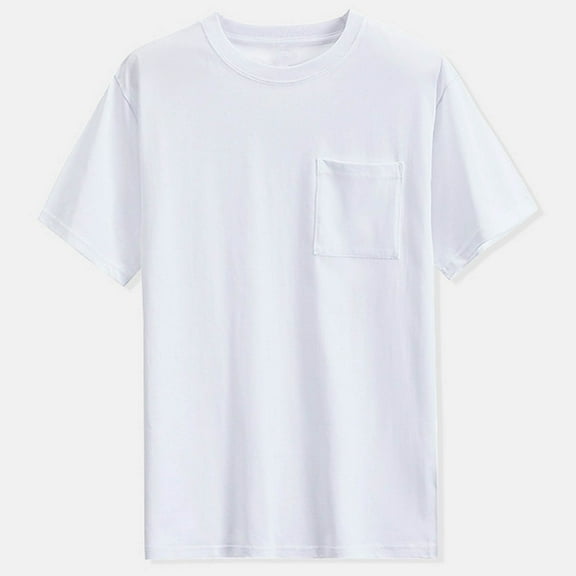 Men's Shirts Short Sleeve Shirts Men Men's Fashion Comfy Solid Short Sleeve Round-Neck Regular Pullover Casual White XXL