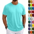thumbnail image 1 of Men's Shirts Short Sleeve T-Shirt Crew Neck Light Tees Classic Basic Casual Tops Plain Soft Shirt Cyan M, 1 of 7