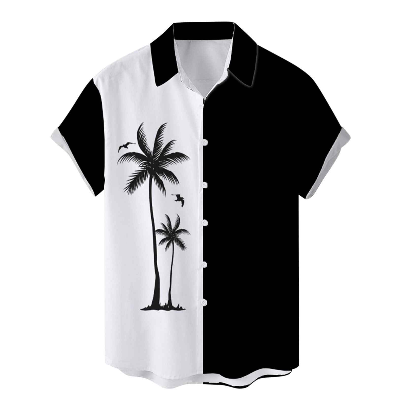 Men's Shirts Spring Summer Button Down Lapel Print Beach Short Sleeve ...