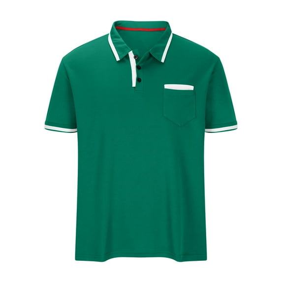 Men's Shirts Stylish Casual Regular Fit Short Sleeve Tshirts Lapel Pocket Summer Lightweight Sports Golf Tees Green L