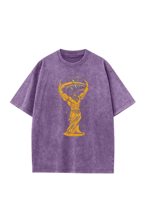 Men's Shirts Under $5 Graphic Tee Fashionable and Comfortable Short Sleeved T-shirt Personalized Batik Washed Top