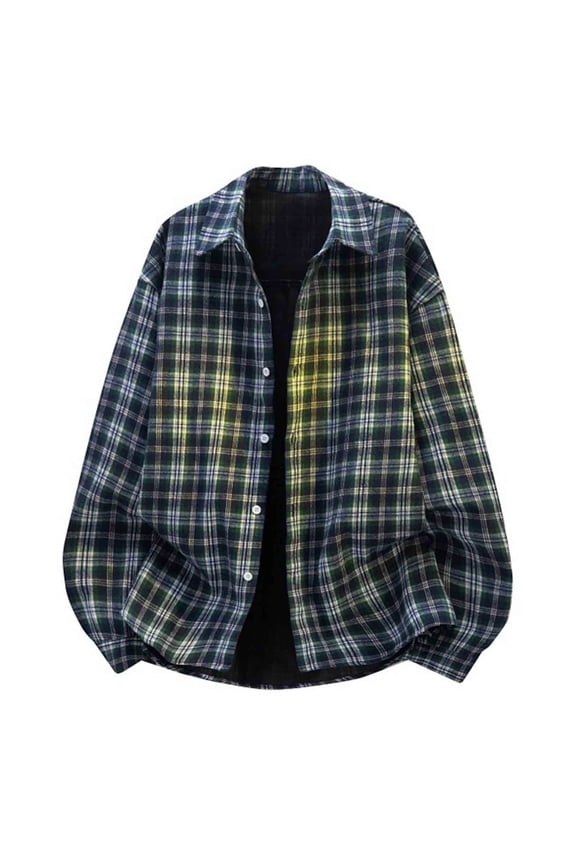 Men's Shirts Winter Button Plaid Up to 65% off,Men Plaid Fashionable Casual Button Long Sleeve Turndown Collar Blouse Shirt