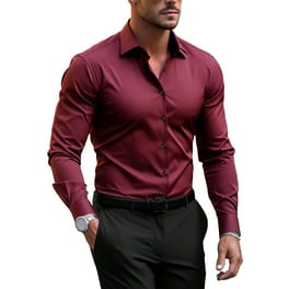 Burgundy dress shirt walmart best sale