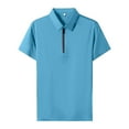 thumbnail image 1 of Men's Shirts Zipper Casual Quarter Zip Tee Vintage Short Sleeve Collared Summer Pullover T-Shirts for Men, 1 of 6