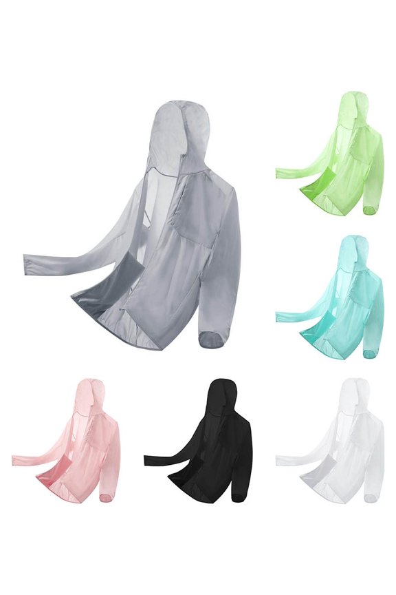 Men's Shirts with Pockets Sun Protection Casual Long Sleeve Jackets Solid Color Summer Hiking Lightweight Quick Dry Hoodie