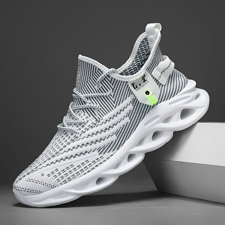 Men s Shock Absorption Blade Type Shoes Breathable Lace Up Non Slip Shoes For Jogging Walking Walmart