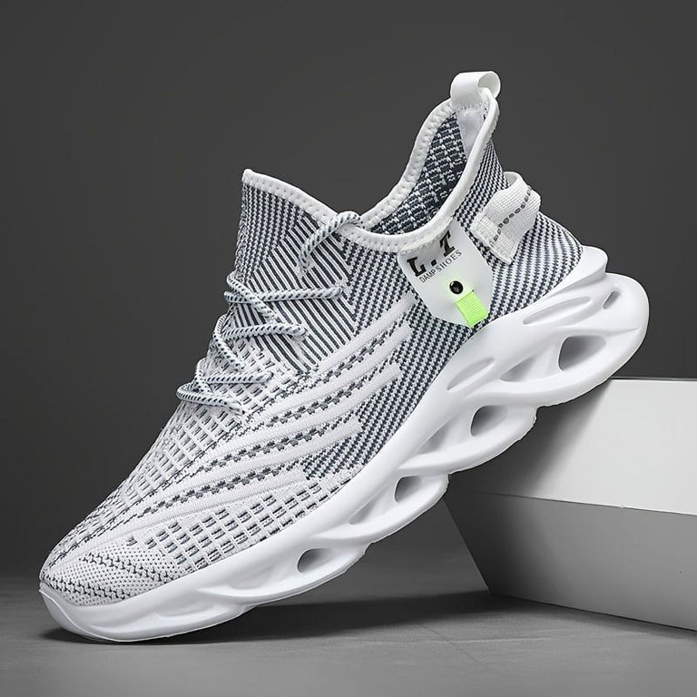 Men s Shock Absorption Blade Type Shoes Breathable Lace Up Non Slip Shoes For Jogging Walking Walmart