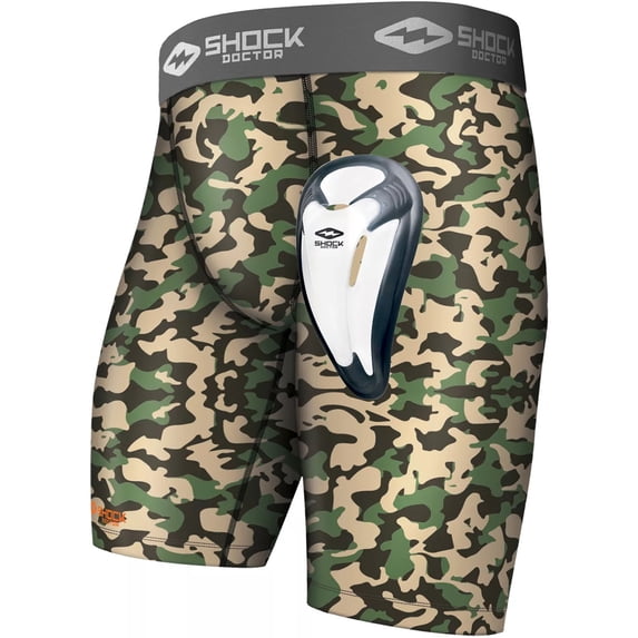 Men's Shock Doctor 221 Core Compression Short with BioFlex Cup (Amoeba Camo L)