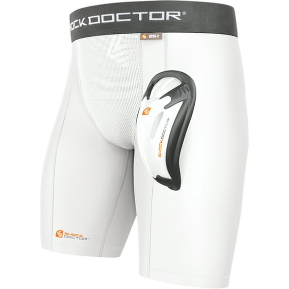 Men's Shock Doctor 251 Core Double Compression Short With Bio-Flex Cup (White XL)