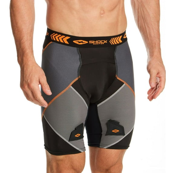 Men's Shock Doctor 30160 XFit Cross Compression Hockey Short w/ AirCore Cup (Black/Gray M)