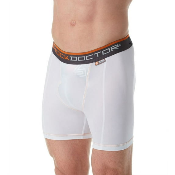 Men's Shock Doctor 335 Ultra Pro Compression Boxer Brief with Ultra Cup (White M)