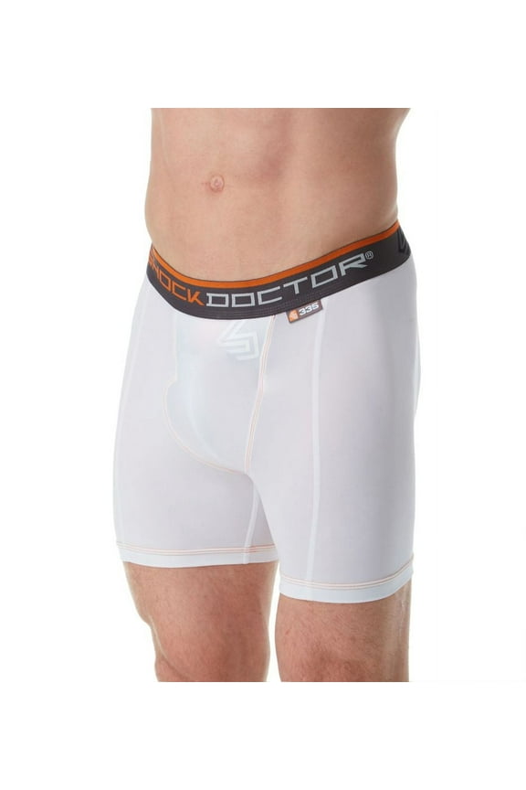 Men's Shock Doctor 335 Ultra Pro Compression Boxer Brief with Ultra Cup (White M)
