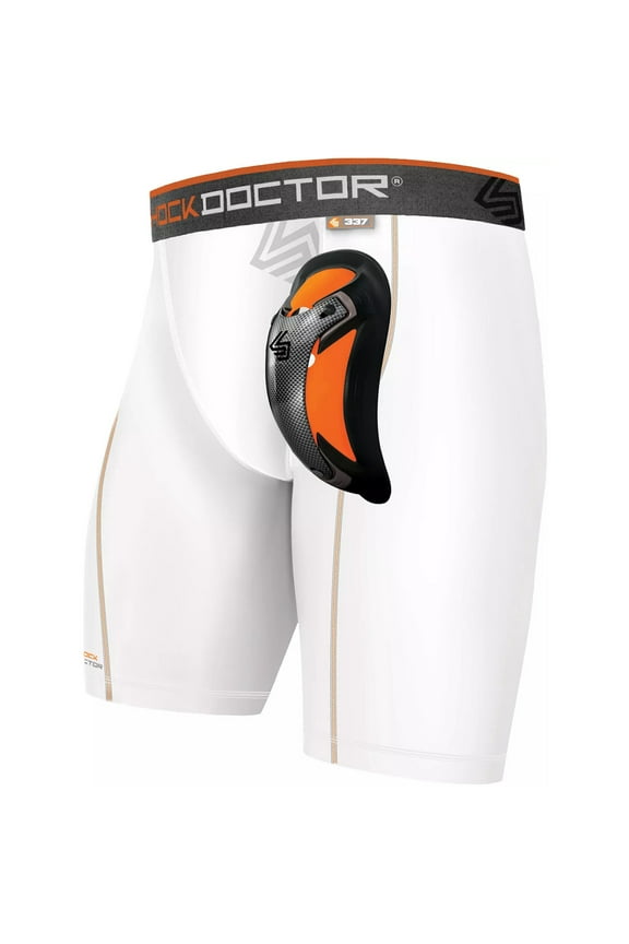 Men's Shock Doctor 337 Ultra Pro Compression Short w/ Ultra Cup (White L)