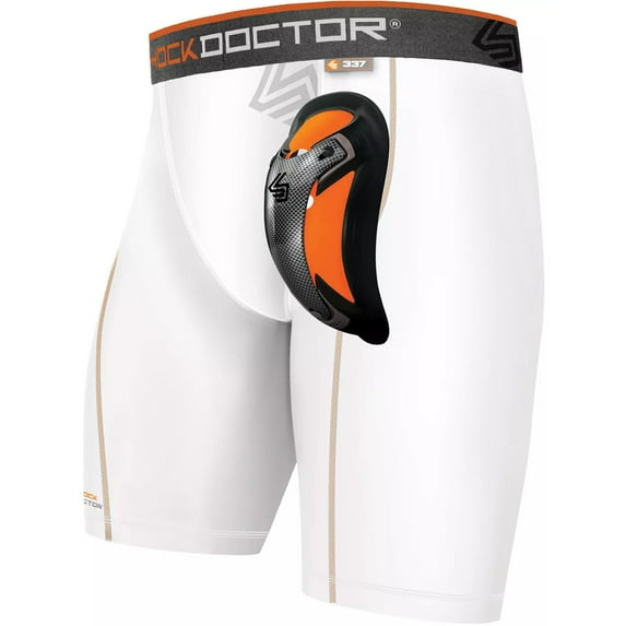 Men's Shock Doctor 337 Ultra Pro Compression Short w/ Ultra Cup (White M)