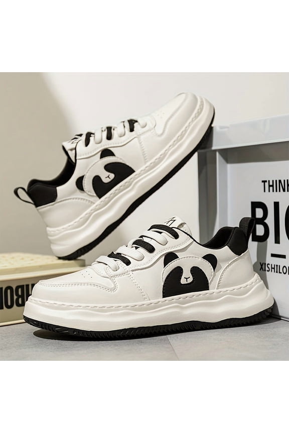 Men's Shoes 2025 New Summer Breathable Black and White Panda Sneakers, Forgiving Shoes for Teen Students, Casual Versatile Soft-Sole Sneakers