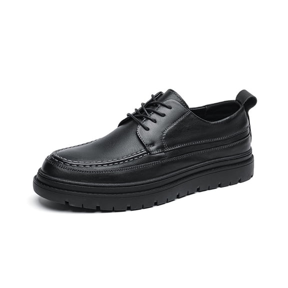 Men's Shoes Black Lace-up Leather Shoes Men's Top Layer Cowhide Comfortable Thick-soled Business Casual Men's Leather Shoes Fashionable All-match