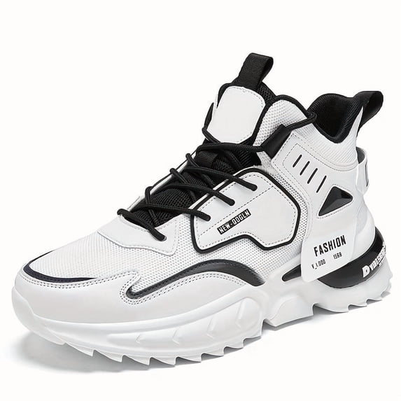 PLUS SIZE Men's High Top Chunky Shoes , Comfy Non Slip Durable Casual Shoes For Men's Winter & Autumn Outdoor Activities
