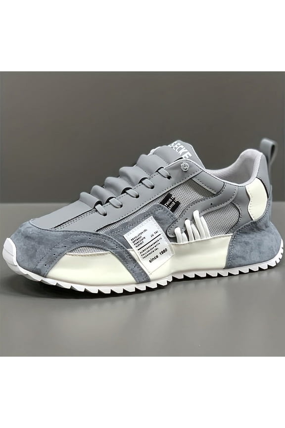 Comfy Trendy Platform Shoes For Outdoor Walking Jogging Camping, All Seasons Men's Lace Up Sneakers