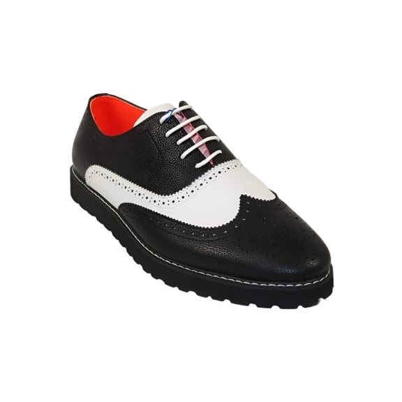 Men's Shoes The Priority L TAYNO Leather Wingtip Dressy Sneaker Black/White