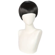 Mens Short Black Synthetic Hair Wig with Bowl Cut Design for Cosplay and Parties - Comfortable Rose Mesh Cap Breathable, lightweight