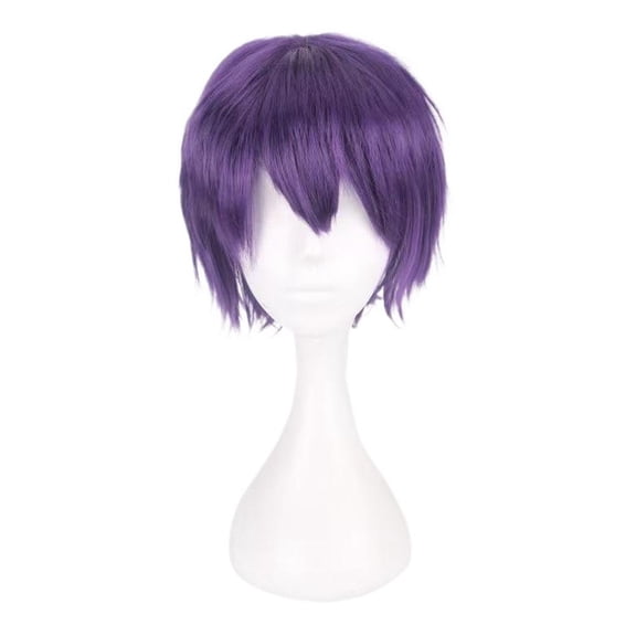Men's Short Cosplay Wig, Dark Brown Anime Costume Hair for Parties