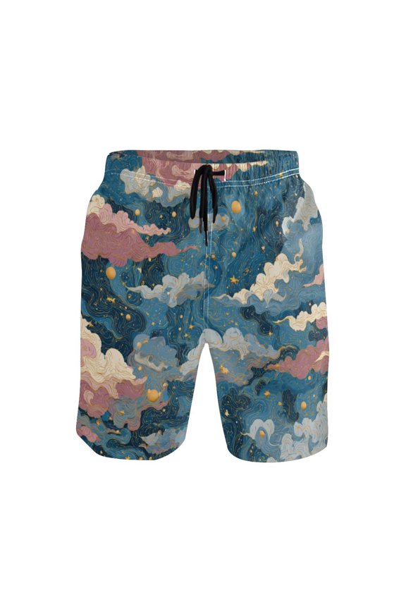 Men's Short Pants Beach Pants Men's Beach Shorts Short Pants Quick Drying Pants Lightweight and Breathable Fashionable and Unique XXL Cartoon Blue Cloud