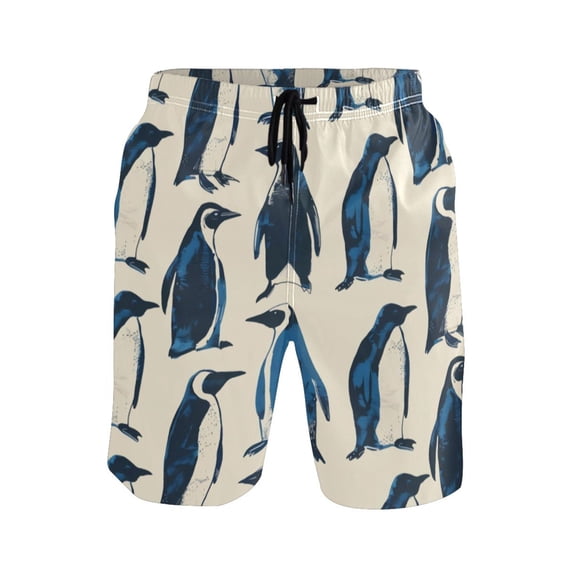 Men's Short Pants Beach Pants Men's Beach Shorts Short Pants Quick Drying Pants Lightweight and Breathable Fashionable and Unique XL Blue Penguin