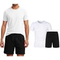 thumbnail image 1 of Men's Short Set 2 Piece Short Sleeve T Shirt & Shorts Summer Set Beach Wear Vacation Set, 1 of 4