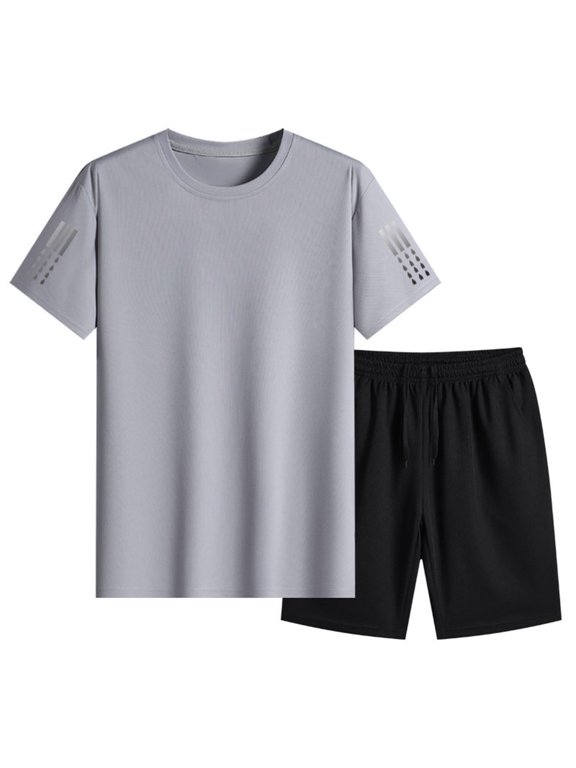 Men's Short Set Two Piece Outfits Short Sleeve T Shirt & Shorts Summer Matching Set Beach Vacation Essentials Men Vacation Outfits Sets