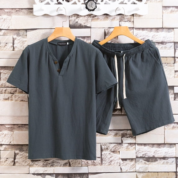 Men's Short Sets Two Piece Outfits T Shirt and Shorts Summer Set Beach Clothes Matching Sets
