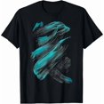 thumbnail image 1 of Men's Short Sleeve Abstract Teal Brushstroke Graphic T-Shirt, 1 of 6