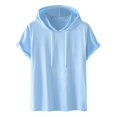 thumbnail image 1 of Men's Short Sleeve Adjustable Hooded T-Shirt - Solid Color, Cotton Blend, Casual Party Outdoor, 1 of 3