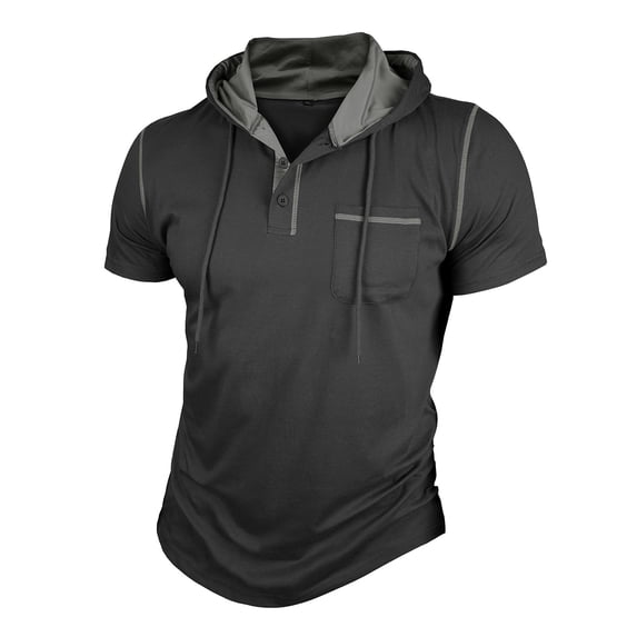 Men's Short Sleeve Athletic Casual Plus Size Hoodies Sport Sweatshirt Hooded T-Shirts