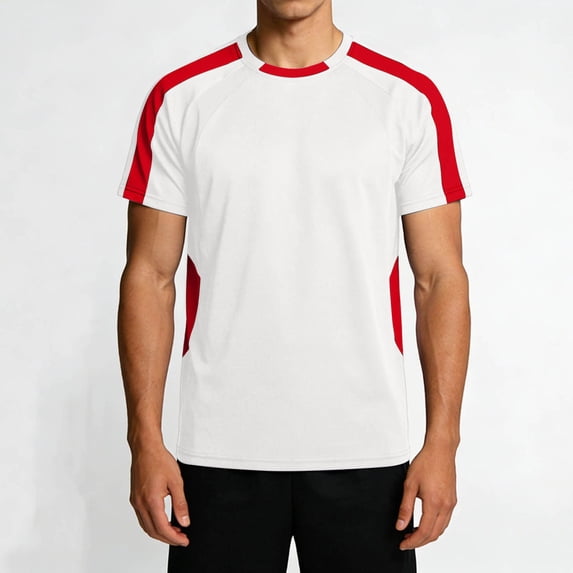 Men's Short Sleeve Athletic T-Shirt for Basketball Training, Running, and Fitness with Color Block Design