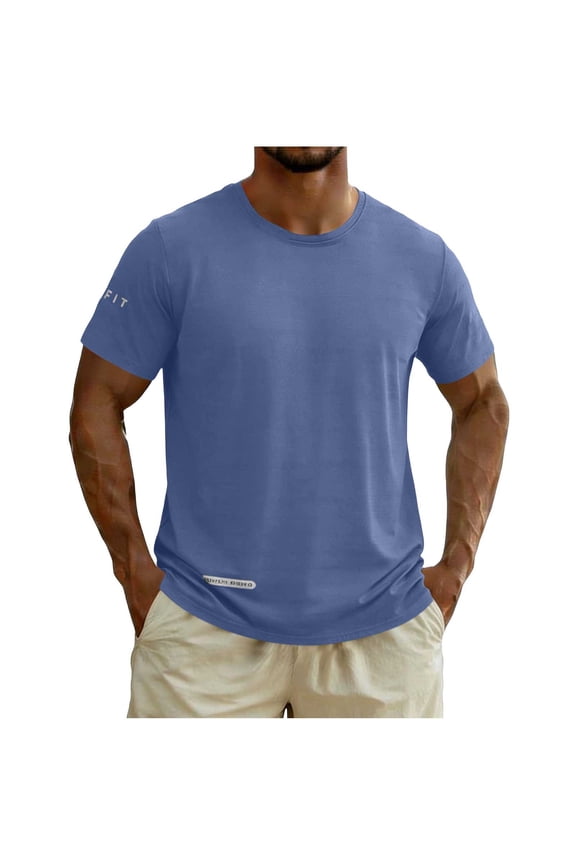 Men's Short Sleeve Big & Tall Quick Dry Athletic T-Shirt Regular Fit Crew Neck Workout Tee for Running Bodybuilding Training Moisture Wicking Stretchy Summer Top