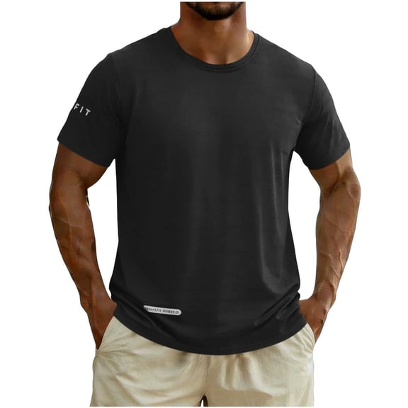 Men's Short Sleeve Big & Tall Quick Dry Athletic T-Shirt Regular Fit Crew Neck Workout Tee for Running Bodybuilding Training Moisture Wicking Stretchy Summer Top
