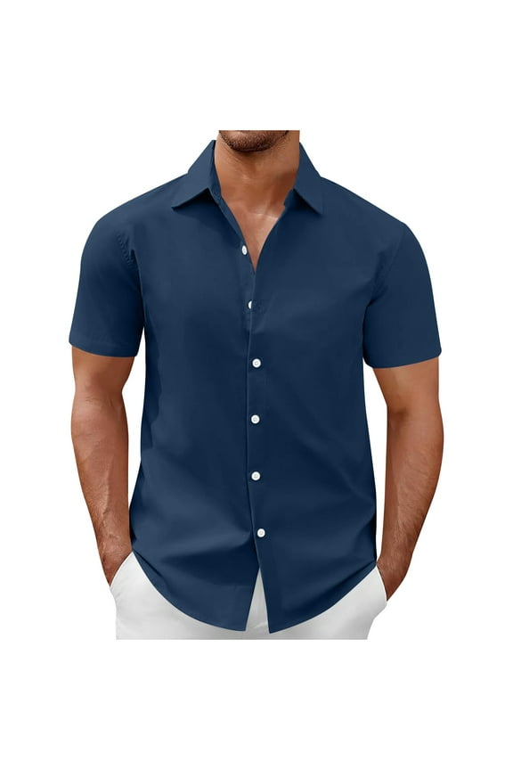Men's Short Sleeve Button Down Casual Shirts for Men Summer Untucked Shirts