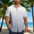 thumbnail image 1 of Men's Short Sleeve Button Down Shirt， Casual Gradient Print Shirt， Relaxed Fit Summer Shirt Made with Polyester Spandex Blend, 1 of 6