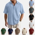 thumbnail image 1 of Men's Short Sleeve Button Down Shirt Casual Summer Beach Wedding Vacation Shirts (Green,L), 1 of 4