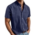thumbnail image 1 of Men's Short Sleeve Button Down Shirt Casual Summer Tops with Collar and Pocket Lightweight Breathable Comfortable for Daily Wear, 1 of 5