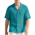 thumbnail image 1 of Men's Short Sleeve Button-Down Shirt, Lightweight Poplin Fabric, Casual Loose Fit for Daily Wear and Comfort, 1 of 4
