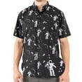 thumbnail image 1 of Men’s Short Sleeve Button Down Shirt – Moonman Space Print – Casual Novelty Top, 1 of 12