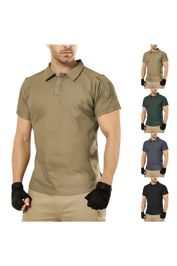 Men’s Short Sleeve Button Down Shirt Slim Fit Wicking Performance Workwear Casual Athletic