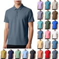thumbnail image 1 of Men's Short Sleeve Button Down Shirt - Solid Color, Loose Fit Cooling & Breathable Fabric, Moisture Wicking Stretch Knit for Casual, Work, Golf, 1 of 7